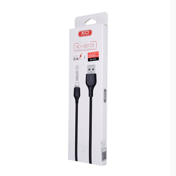 XO-kabel NB103 USB - Lightning 2,0 m 2,1A svart
