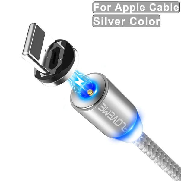 1m FLOVEME 3A Magnetic iphone kabel silver Silver