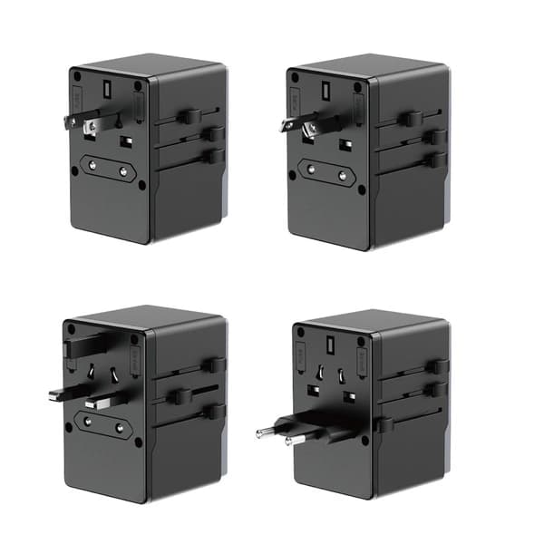 Dudao A65Pro Universal Travel Adapter 65Watt GaN 2xUSB-C + 2xUSB-A Black svart