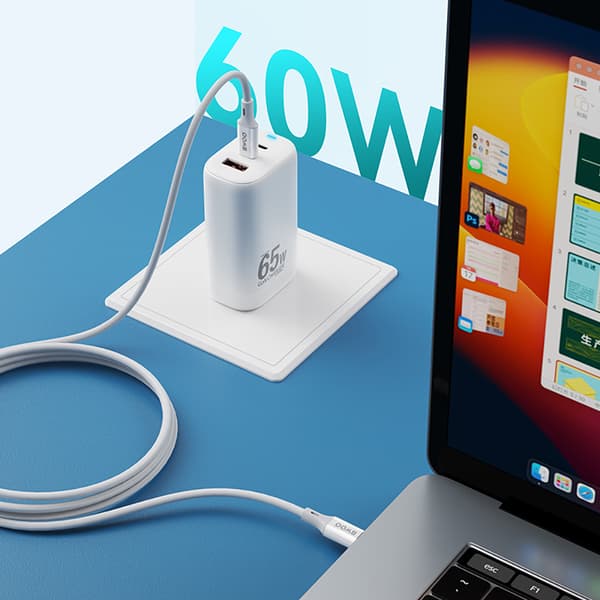 BWOO kabel USB-C - USB-C 1m 60W ABS + TPE X282 C-C vit vit