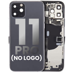 Baksida med förmonterade småkomponenter för iPhone 11 Pro (ingen logotyp) (eftermarknad Plus) (rymgrå) svart