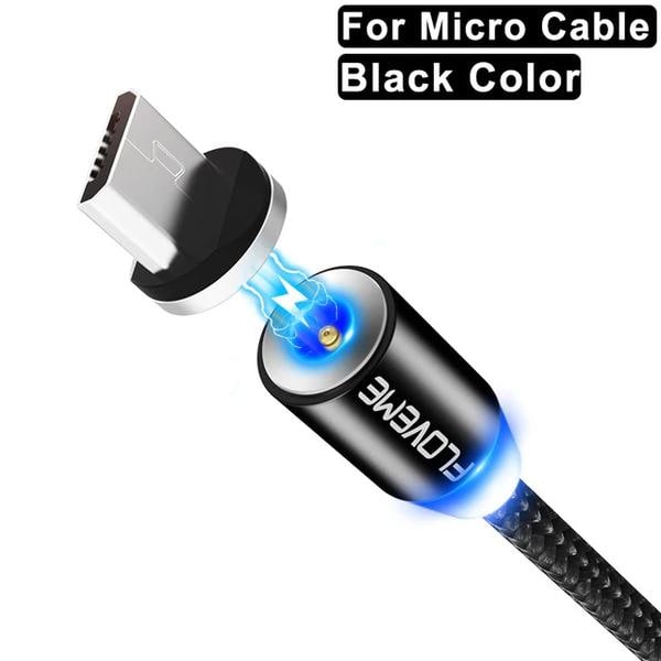 1 m FLOVEME magnet laddare micro-usb Black