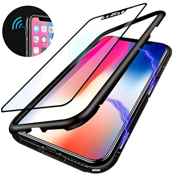 magnetisk glas bakfodral med Härdat glas Xs max|svart Purple
