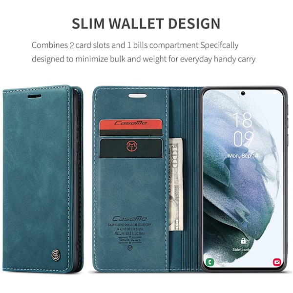 CaseMe 013 för Samsung Galaxy S21plus  Plånboksfodral|grön