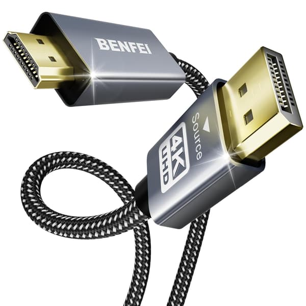BENFEI DisplayPort 1.2 to HDMI 1.4 4K Unidirectional Cable 0.9m Grey
