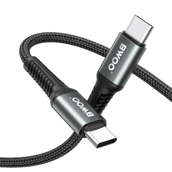 BWOO Flätad kabel USB-C - USB-C 2m 60W svart