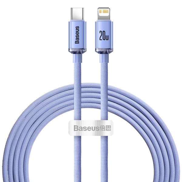 Baseus kabel Crystal Shine USB-C - Lightning 2,0 m 20W lila