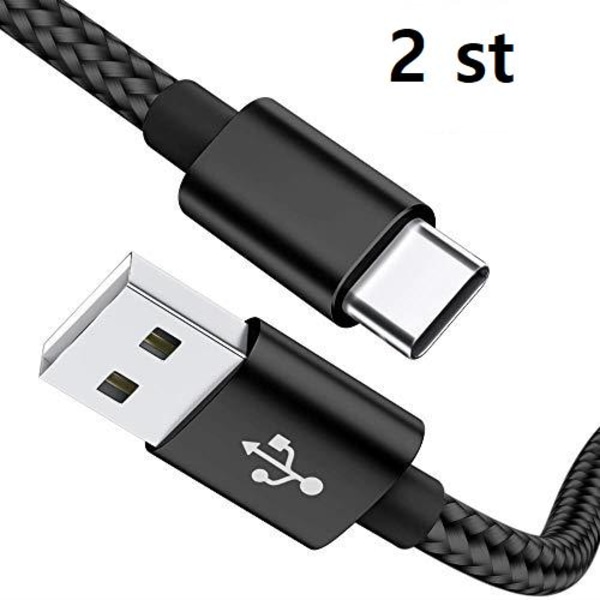 2 st 2m USB-C färgade kabel svart