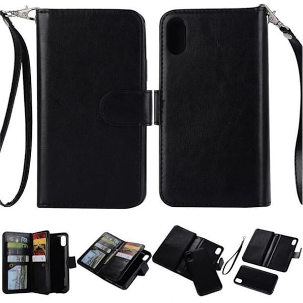 9 fickor plånbacksfodral för iphone X/Xs