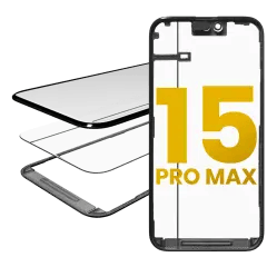3 i 1 (glas med förinstallerad OCA + ram) för iPhone 15 Pro Max (OCA Master)