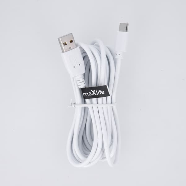 Maxlife-kabel USB - USB-C 3,0 m 2A vit vit
