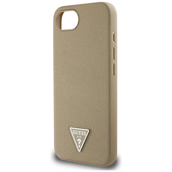 Guess HC MagSafe Grained PU Triangle Logo fodral för iPhone 16e brun