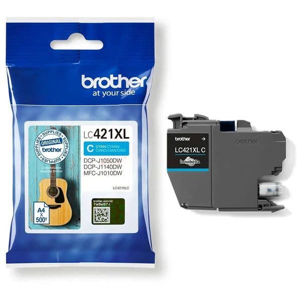 Brother LC 421XLC Cyan 500 sidor bläck