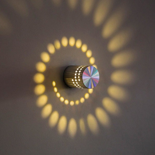 Spiralhål Vägglampa LED-ljus Armaturlampa silver SilverGrey