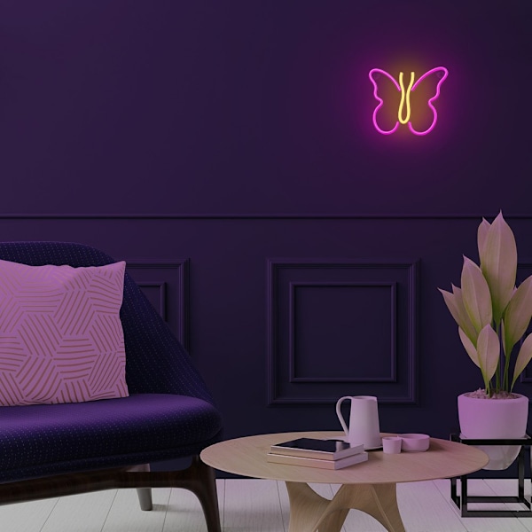 Neon LED-ljus BUTTERFLY rosa