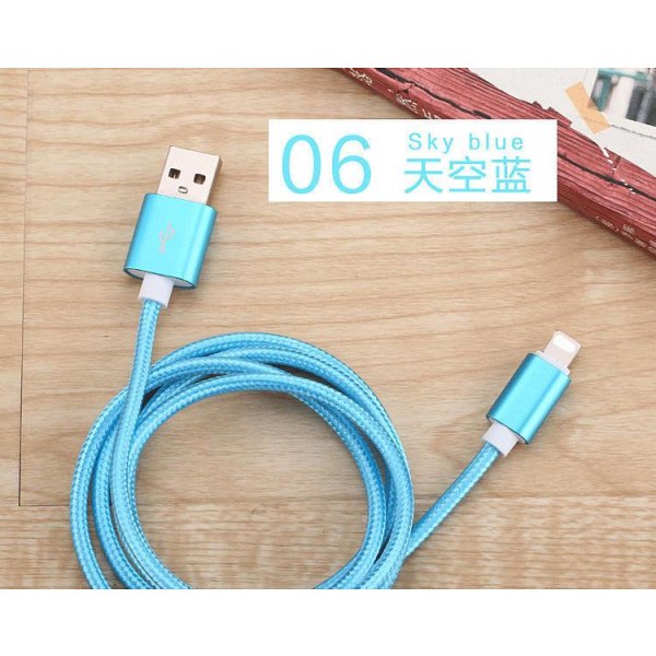 2 st 3 m USB-laddningskabel för iphone blå