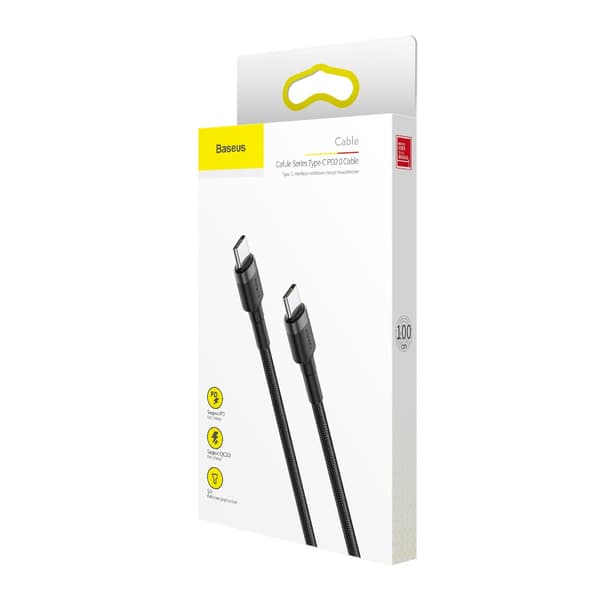 Baseus kabel Cafule PD 2 0 USB-C - USB-C 1,0m 3A grå-svart 60W svart
