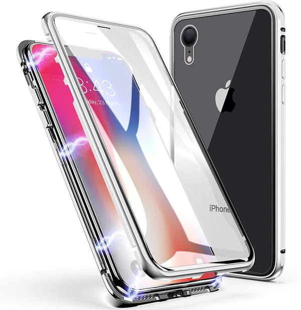 Magnetisk Aluminiummetall med glas för iphone 7/8 plus  silver SilverGrey