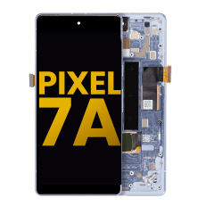 OLED-enhet med ram (med fingeravtryckssensor) för Google Pixel 7a 5G (renoverad) (havsblå)