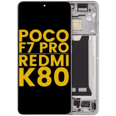 OLED-enhet med ram för Xiaomi Poco F7 Pro / Redmi K80 (renoverad) (silver) silver