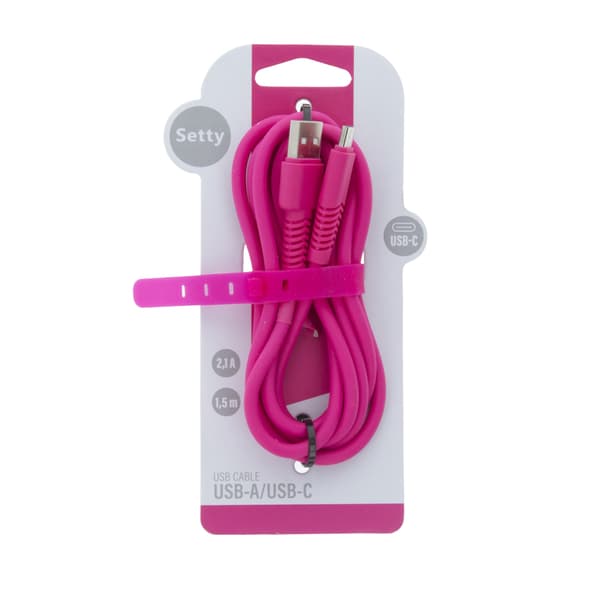 Setty kabel USB - USB-C 1,5 m 2A KSA-C-1 526 rosa