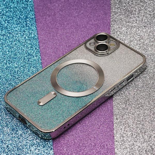 Glitter Chrome MagSafe-skal för iPhone 15 Plus silvergradient