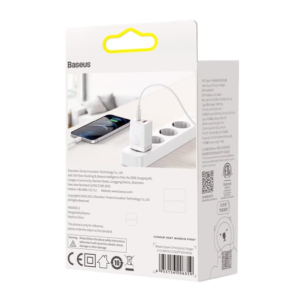 Baseus väggladdare Super Si PD 30W 1x USB-C 1x USB vit