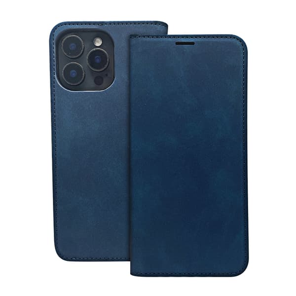 Smart Suede fodral för iPhone 16e / 17e marinblå