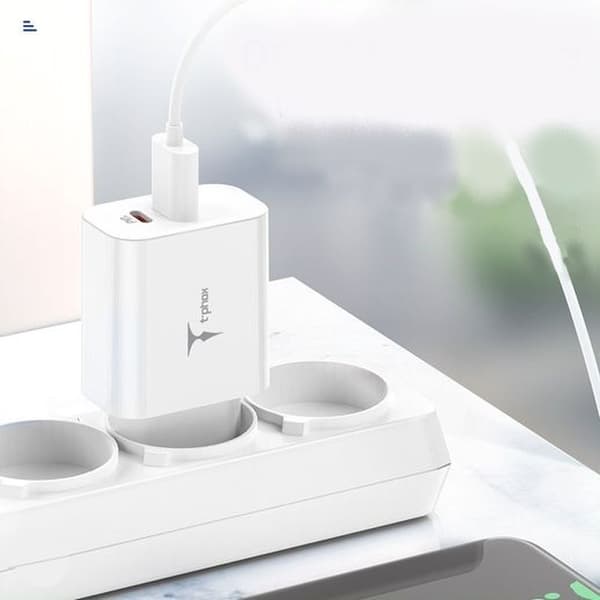 VÄGGLADDARE T-PHOX SPEEDY USB-C 20W / USB 18W PD QC + kabel LIGHTNING 1M vit vit