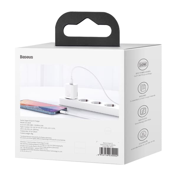 Baseus väggladdare Super Si PD 20W 1x USB-C vit vit