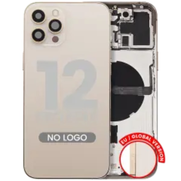 Baksida med smådelar för iPhone 12 Pro Max (EU / Global version) (Eftermarknad Plus) (Guld)