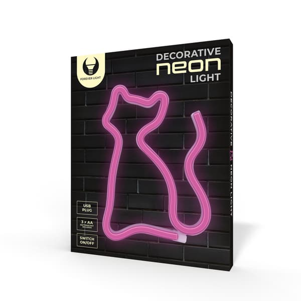Neon LED-ljus KATT rosa Fladdermus + USB FLNE04 Forever Light