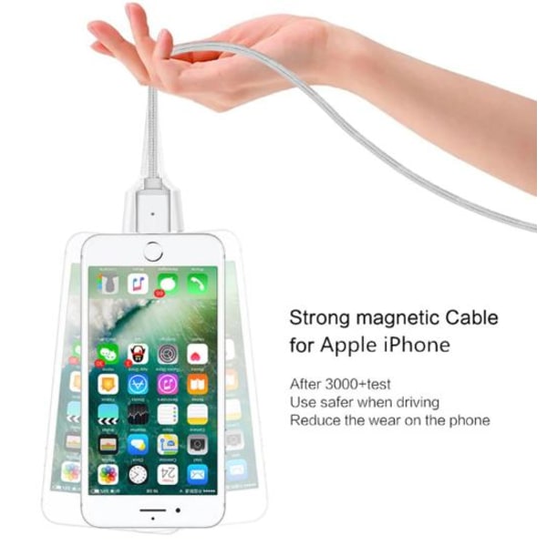 Magnetkabel för iPhone X 8 7 6 Plus Snabb Laddning