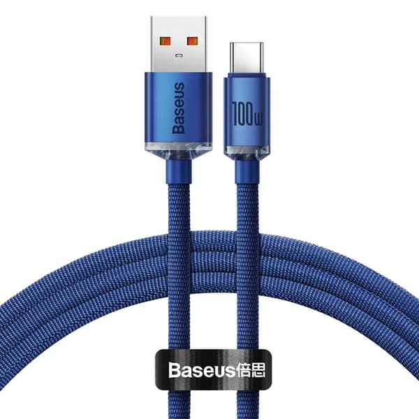 Baseus kabel Crystal Shine USB - USB-C 1,2 m 100W blå blå