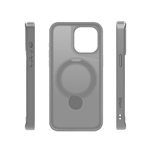 Etteri Matt Mag Ring skal för iPhone 15 Pro Max grå