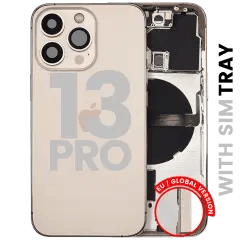 Baksida med smådelar för iPhone 13 Pro (EU / Global version) (Begagnad OEM-dragning: Klass A) (Guld)