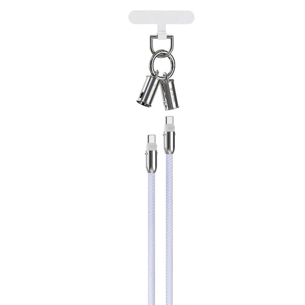 Devia kabelhalsband 2i1 PD USB-C - USB-C 1,2 m 60W lila