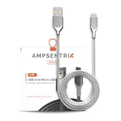 Micro USB till USB Typ A-kabel (1 m / 3 fot) (AmpSentrix Infinity) (Silver) silver