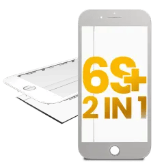 2 i 1 (Frontglas + Ram förmonterad) för iPhone 6S Plus (vit) (2-pack)