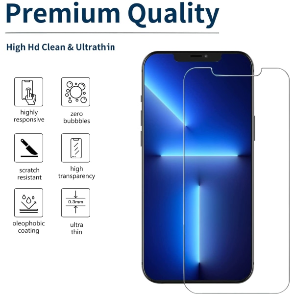 3 st  hög kvalitet skärmskydd för iphone 13 pro max