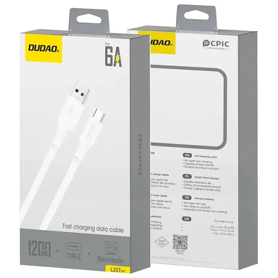 Dudao L2ST USB-A till USB-C-kabel 30W 1.2m vit vit