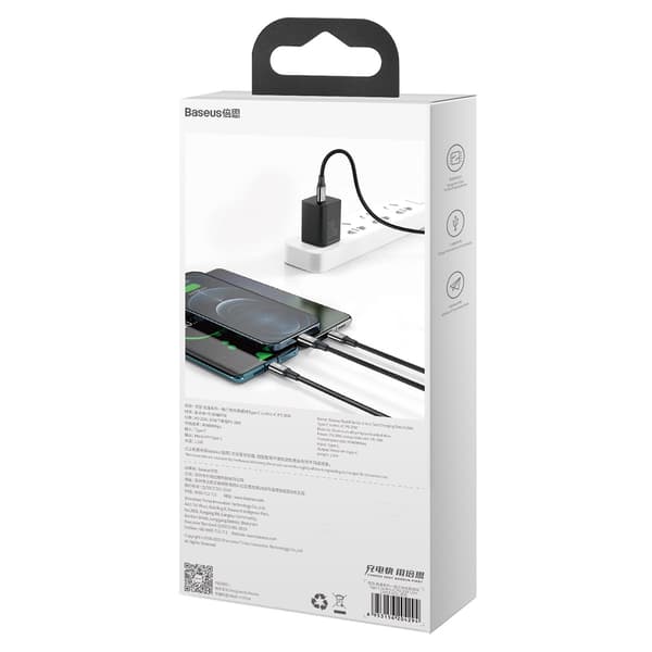 Baseus kabel 3in1 Rapid PD USB-C - micro USB + Lightning + USB-C 1,5m svart 20W svart