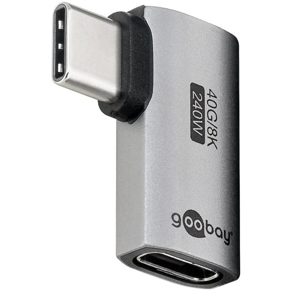Goobay USB-C-adapter 90° L-formad USB4 silver