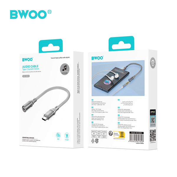 BWOO Adapter Typ C till 3 5MM Jack BZ65 transparent