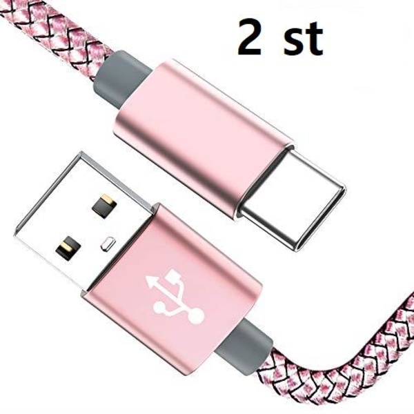 2 st 1 m USB-C färgade rosa Pink