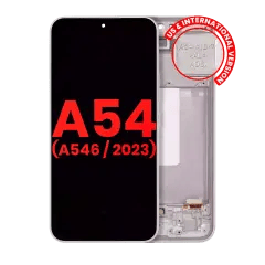 OLED-enhet med ram för Samsung Galaxy A54 5G (A546 / 2023) (USA & internationell version) (Eftermarknad Plus) (Vit) vit