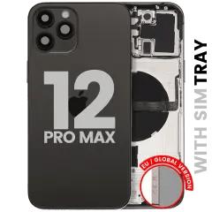 Baksida med smådelar för iPhone 12 Pro Max (EU / Global version) (Begagnad OEM-dragning: Klass B) (Grafit)