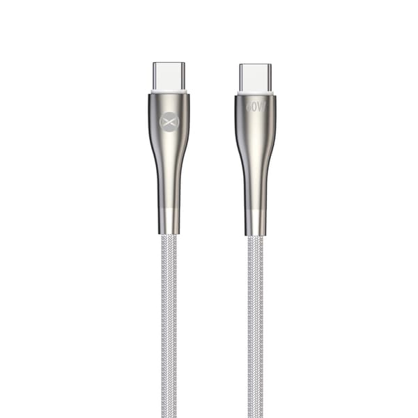 Forever Sleek-kabel USB-C - USB-C 1,0 m 60W vit