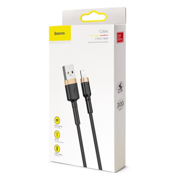 Baseus kabel Cafule USB - Lightning 3,0 m 1,5A guld-svart