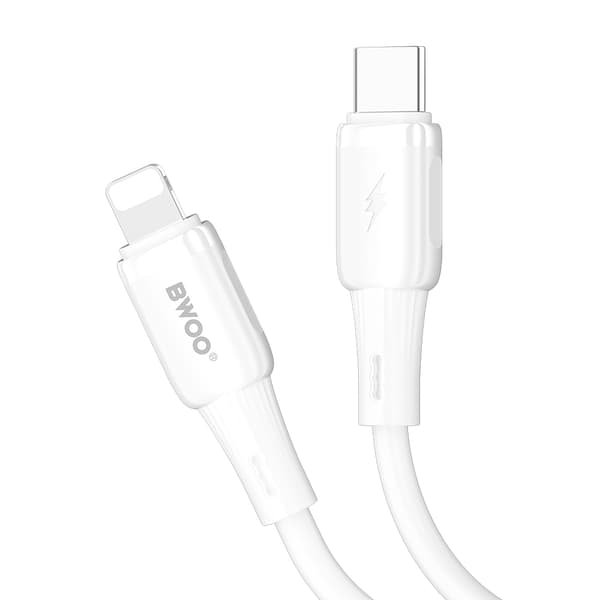 BWOO silikonkabel X329CL 27W USB-C - lightning 1m vit vit